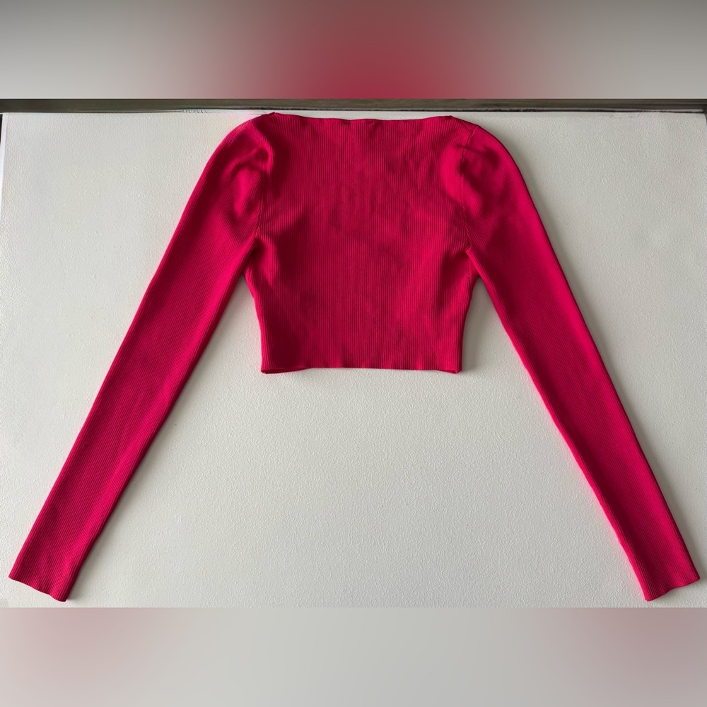 NWT Small Express Fuschia Ribbed Body Contour Long Sleeve Top - Picture 8 of 8